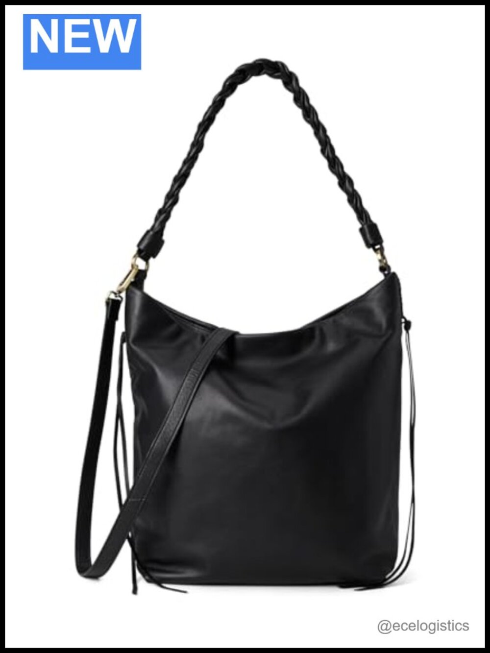 Hobo Handbag Leather Shoulder Bag with Braided Strap